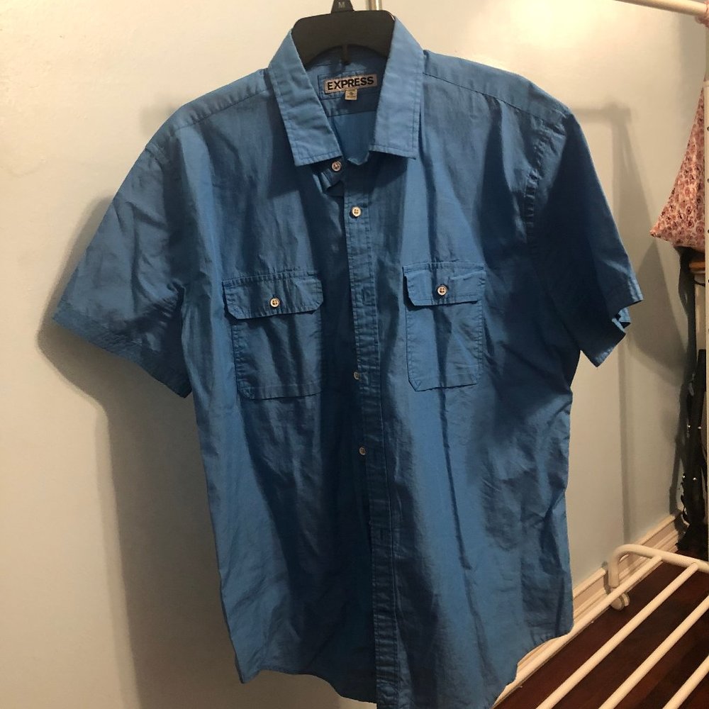 blue button down - short sleeve